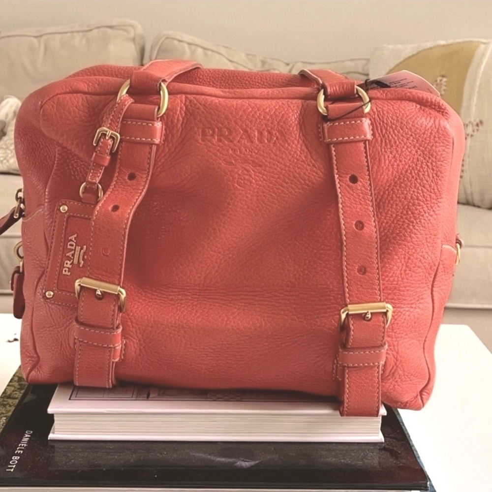 PRADA Vitello Daino Leather Bauletto Bag